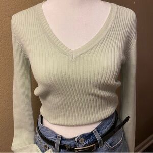 Brandy Melville Light Cream V-Neck Sweater